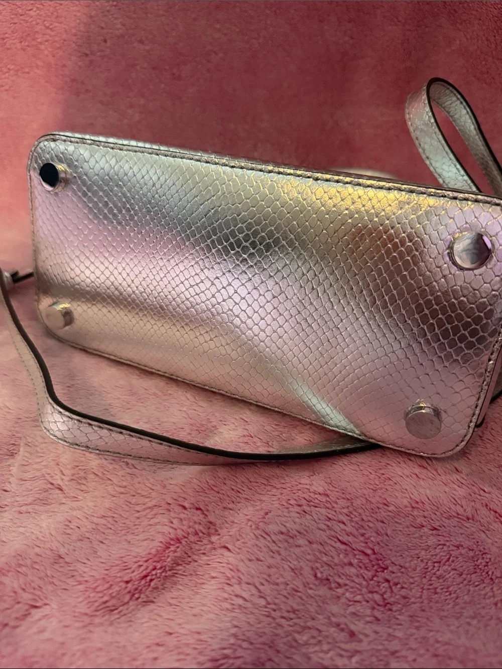 Michael Kors Iridescent Snake-Embossed small Satchel